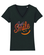 Smile  Tricou mânecă scurtă guler V Damă Evoker