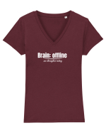 Brain: offline  Tricou mânecă scurtă guler V Damă Evoker