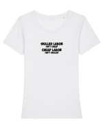 Skilled Labor black Tricou mânecă scurtă guler larg fitted Damă Expresser
