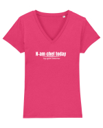 N-am chef today  Tricou mânecă scurtă guler V Damă Evoker