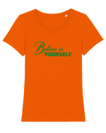 Belive in yourself  Tricou mânecă scurtă guler larg fitted Damă Expresser
