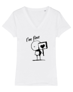 I'm fine  Tricou mânecă scurtă guler V Damă Evoker