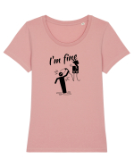 I'm fine  Tricou mânecă scurtă guler larg fitted Damă Expresser
