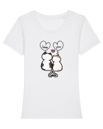 Love you Tricou mânecă scurtă guler larg fitted Damă Expresser