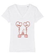 Love you  Tricou mânecă scurtă guler V Damă Evoker