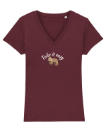 Take it easy  Tricou mânecă scurtă guler V Damă Evoker