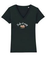 Take it easy  Tricou mânecă scurtă guler V Damă Evoker