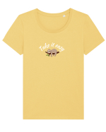 Take it easy  Tricou mânecă scurtă guler larg fitted Damă Expresser