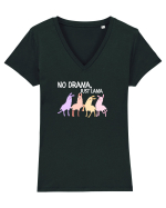No drama,just lama  Tricou mânecă scurtă guler V Damă Evoker