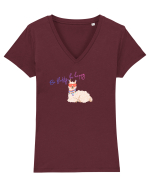 Be fluffy,be happy  Tricou mânecă scurtă guler V Damă Evoker