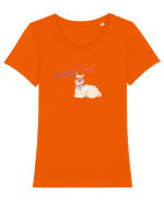 Be fluffy,be happy  Tricou mânecă scurtă guler larg fitted Damă Expresser