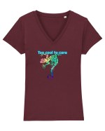 Too cool to care  Tricou mânecă scurtă guler V Damă Evoker