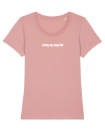 Living my slow life  Tricou mânecă scurtă guler larg fitted Damă Expresser