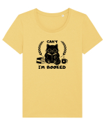 Can’t I’m Booked – Pisică iubitoare de cărți Tricou mânecă scurtă guler larg fitted Damă Expresser