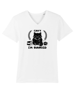 Can’t I’m Booked – Pisică iubitoare de cărți Tricou mânecă scurtă guler V Bărbat Presenter