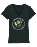 Banana Defense Club – Maimuță funny cu banană Tricou mânecă scurtă guler V Damă Evoker
