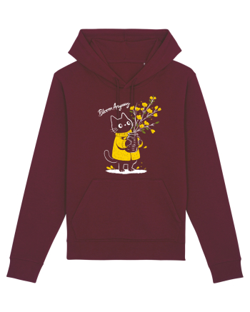 Bloom Anyway – Pisică drăguță cu flori galbene Burgundy
