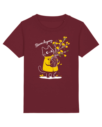 Bloom Anyway – Pisică drăguță cu flori galbene Burgundy