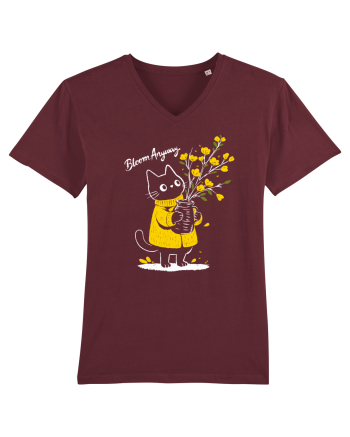 Bloom Anyway – Pisică drăguță cu flori galbene Burgundy