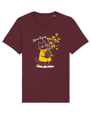 Bloom Anyway – Pisică drăguță cu flori galbene Burgundy