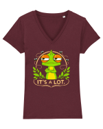 It’s A Lot – Șopârlă sarcastică și obosită Tricou mânecă scurtă guler V Damă Evoker