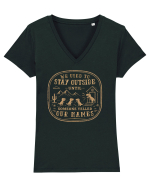 We Used To Stay Outside – Funny Dinosaur Retro Shirt Tricou mânecă scurtă guler V Damă Evoker