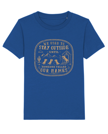 We Used To Stay Outside – Funny Dinosaur Retro Shirt Majorelle Blue