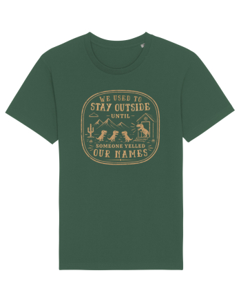 We Used To Stay Outside – Funny Dinosaur Retro Shirt Bottle Green