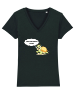 Prea lent pentru dramă  Tricou mânecă scurtă guler V Damă Evoker