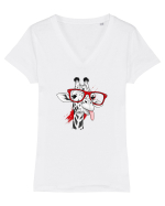 Girafă cool Tricou mânecă scurtă guler V Damă Evoker