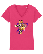 Girafă cool Tricou mânecă scurtă guler V Damă Evoker