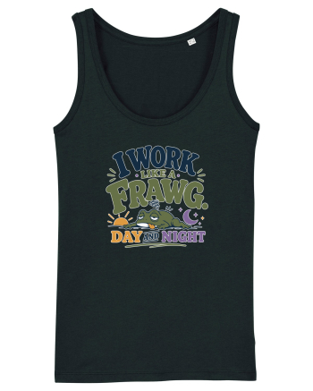 Funny Tired Frog Work Humor Gift for Employees and Coworkers Black