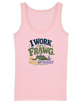 Funny Tired Frog Work Humor Gift for Employees and Coworkers Cotton Pink
