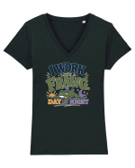 Funny Tired Frog Work Humor Gift for Employees and Coworkers Tricou mânecă scurtă guler V Damă Evoker