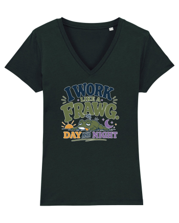 Funny Tired Frog Work Humor Gift for Employees and Coworkers Black