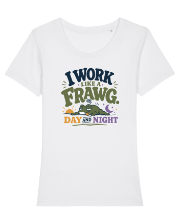 Funny Tired Frog Work Humor Gift for Employees and Coworkers White
