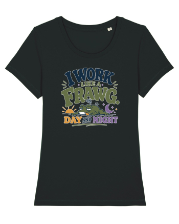 Funny Tired Frog Work Humor Gift for Employees and Coworkers Black