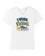 Funny Tired Frog Work Humor Gift for Employees and Coworkers Tricou mânecă scurtă guler V Bărbat Presenter
