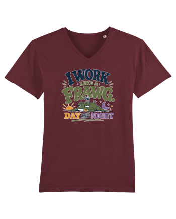 Funny Tired Frog Work Humor Gift for Employees and Coworkers Burgundy