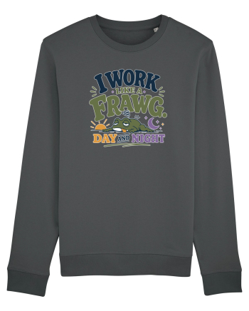 Funny Tired Frog Work Humor Gift for Employees and Coworkers Anthracite