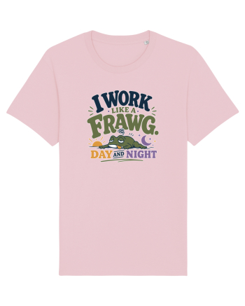 Funny Tired Frog Work Humor Gift for Employees and Coworkers Cotton Pink