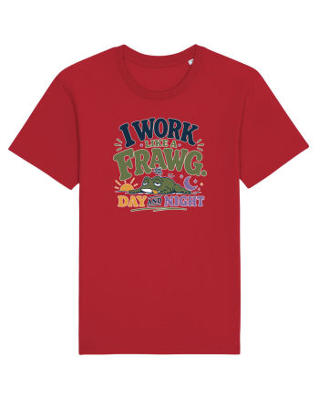 Funny Tired Frog Work Humor Gift for Employees and Coworkers Red
