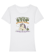 Socially Drained People Unicorn Tricou mânecă scurtă guler larg fitted Damă Expresser
