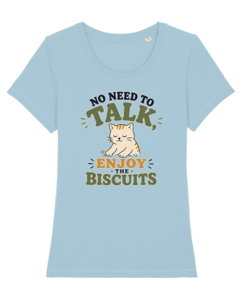 Pisica si biscuitii Funny Cat Humor Design for Introverts and Cat Lovers Sky Blue