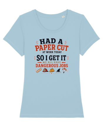 Sarcasm la birou Paper Cut Dangerous Job Sky Blue