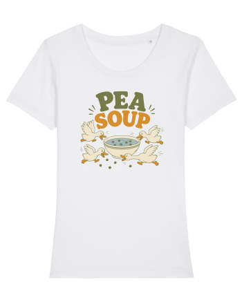 Ratele si mazarea. Funny Duck Pun Humor Design Featuring Pea Soup White