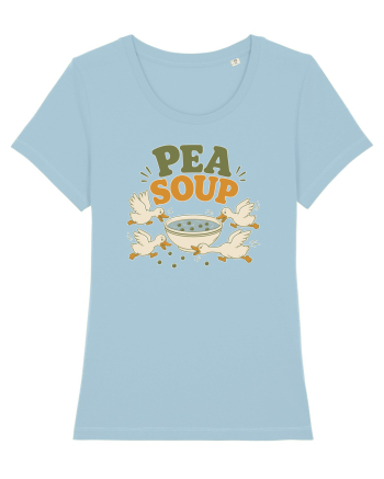 Ratele si mazarea. Funny Duck Pun Humor Design Featuring Pea Soup Sky Blue