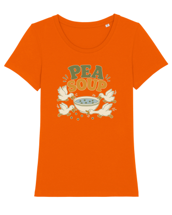 Ratele si mazarea. Funny Duck Pun Humor Design Featuring Pea Soup Bright Orange