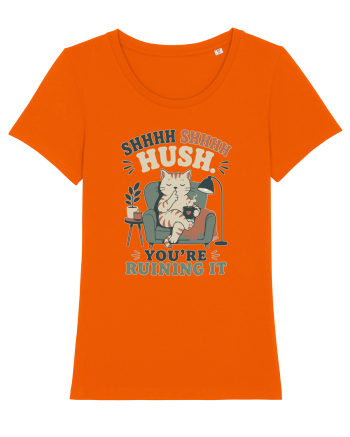 Funny Orange Cat and Coffee Humor for Introverts and Quiet Morning Lovers Bright Orange