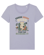 Funny Orange Cat and Coffee Humor for Introverts and Quiet Morning Lovers Tricou mânecă scurtă guler larg fitted Damă Expresser